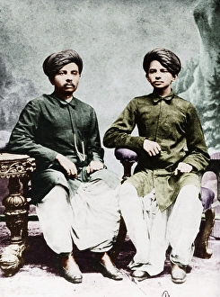 Mahatma Gandhi with elder brother, Laxmidas, Rajkot, Gujarat, India, Asia, 1886, Asia