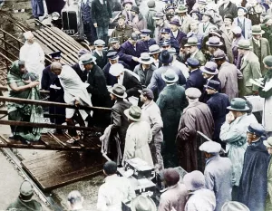 Mahatma Gandhi entering shipss Pilsna at Brindisi, Italy, December 14, 1931, Europe