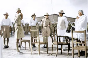 Mahatma Gandhi inspecting volunteers camp, Ramgarh, Jharkhand, India, Asia, March 19, 1940, Asia