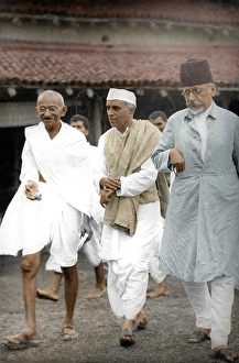Mahatma Gandhi, Jawaharlal Nehru and Maulana Azad, Satyagraha Ashram, Maharashtra, India, Asia, August 1935, Asia