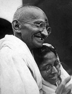 Mahatma gandhi with maneen patel before departure to europe in Mumbai at Maharashtra, India, Asia