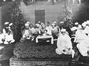 Mahatma Gandhi presiding over the eighth convocation of the university founded by him