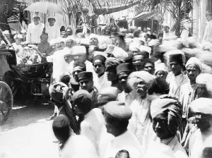 Mahatma Gandhi in a procession at Mangrol, Gujarat, India, Asia, April 1925, Asia