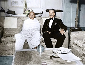 Mahatma Gandhi with R G Casey, Calcutta, West Bengal, India, Asia, December 1, 1945, Asia
