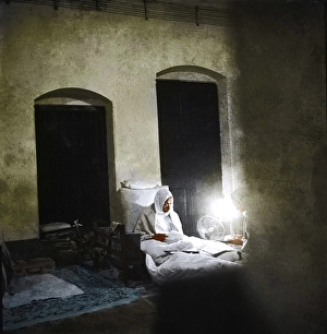 Mahatma Gandhi reading Khadi Pratishthan, Calcutta, West Bengal, India, Asia, November 1946, Asia