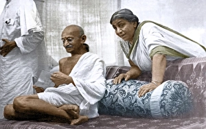 Mahatma Gandhi with Sarojini Naidu Congress Committee meeting, India, Asia, August 8, 1942, Asia