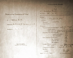 Mahatma Gandhi stool and urine test report, Patna, Bihar, India, 1947, Asia