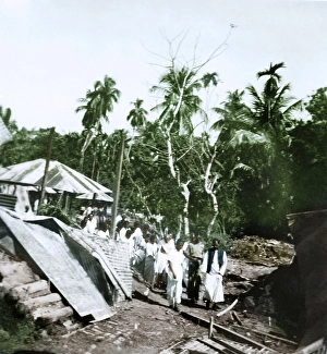 Mahatma Gandhi visiting village after Hindu Muslim riots, East Bengal, India, Asia, November 1946, Asia