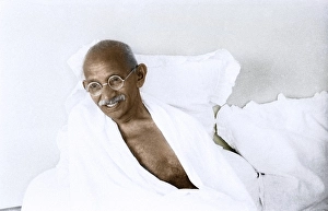 Mahatma Gandhi wearing dental prosthesis, Birla House, Mumbai, Maharashtra, India, Asia, August 1942, Asia