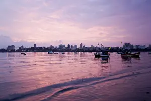 Category Historic EN Prints: Mahim beach and Bandra bandstand at evening