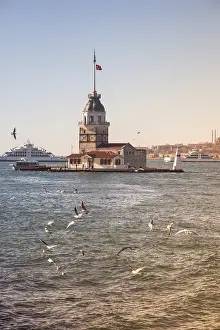 Maidens Tower located in the middle of Bosporus