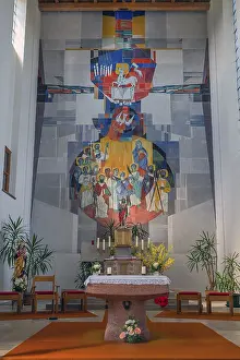 Category Historic EN Prints: Main altar with wall fresco, St Mary is the Catholic parish church