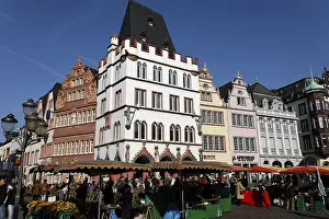 Main market place with row of beautiful old houses