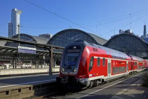 Main railway station with local train and platform halls
