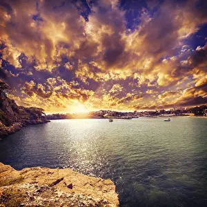 Majorca Porto Cristo beach in Manacor of Mallorca Balearic island at spain