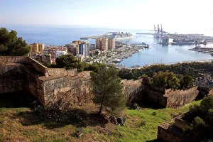 Malaga, view from Castillo de Gibralfaro to a part of the castle wall