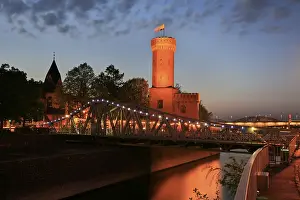 Malakoff Turm, Malakoff Tower and swing-bridge above Rheinauhafen