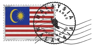 Malaysia Johor Bahru Stamp with National Flag and Postmark
