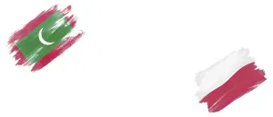 Maldives and Poland Flags on White Background