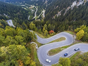 Category Mountain Landscapes Prints: Maloja Pass, winding Swiss Alpine pass