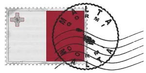 Malta Qormi Stamp with National Flag and Postmark