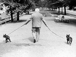 Man with two dogs, ca. 1980s, East Berlin