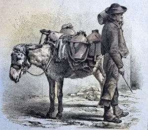 Man with a donkey, water seller in Cordoba