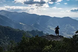 Man on the hill in Small Fatra mountains in Slovakia