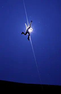 Man after jumping from Gemstalbrucke near Tannheim