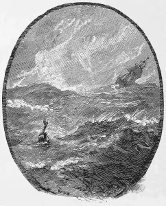 Man overboard during a storm in the ocean