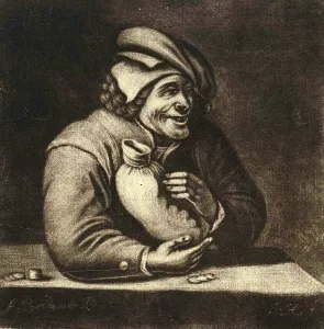 Man with a purse, rich merchant with a sack of money