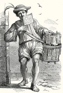 A man selling banner, Bologna, Northern Italy