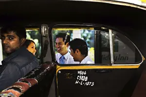 Man in taxi, Kali ghat, Kolkata