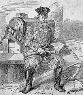 Man in the uniform of the See Realm Defence with hatchet