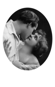 Man and woman kissing in a tender embrace