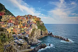 Manarola village popular european italian tourist destination in Cinque Terre National Park UNESCO World Heritage Site