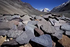 Category Buddhism Prints: Mani stones, mani wall, Zanskar Valley near the village of Kargyak