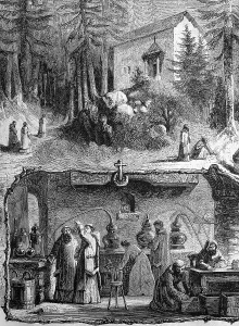 Manufacture of Chartreuse herbal liqueur by the Carthusian monks of the Grande Chartreuse monastery