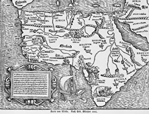 Map Africa 1544, 16th century, Sebastian Muenster
