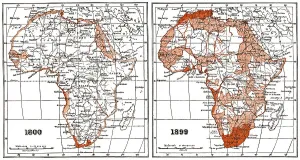 Map of Africa according to the state of research at the beginning and end of the 19th century