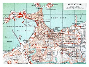 Map of Alexandria, an illustration from Meyers Konversations-Lexikon