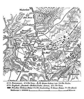 Map of the battle of Waterloo, 18th June 1815