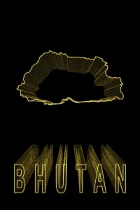 Map of Bhutan, Gold Map On Black Background