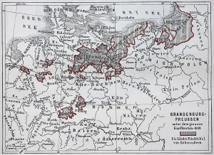 Map of Brandenburg and Prussia at the time of the Great Elector