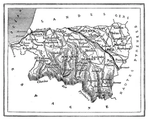 Map of the department of Lower Pyrenees