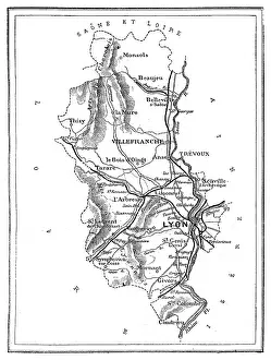 Map of the department of Rhone