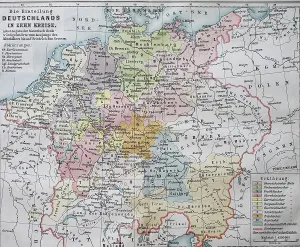 Map, the division of Germany into ten circles in the 16th century
