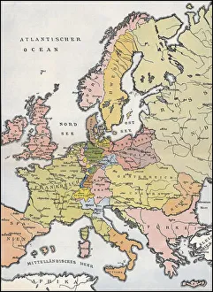 Map of Europe, 1809, historical illustration