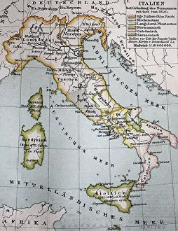 Map of Italy at the foundation of the Norman Empire around 1050