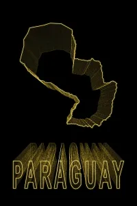 Map of Paraguay, Gold Map On Black Background